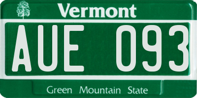 VT license plate AUE093