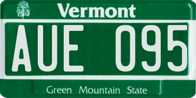 VT license plate AUE095