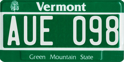 VT license plate AUE098