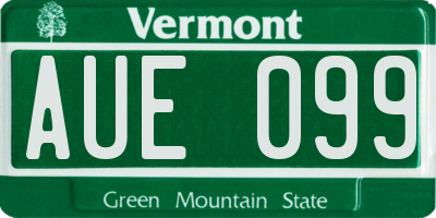 VT license plate AUE099
