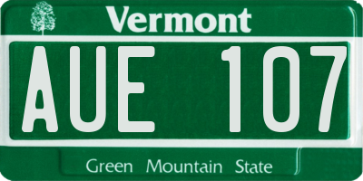 VT license plate AUE107
