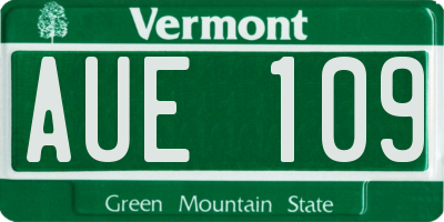 VT license plate AUE109