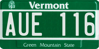 VT license plate AUE116