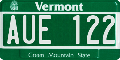 VT license plate AUE122
