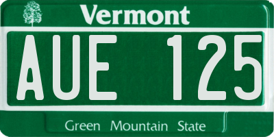 VT license plate AUE125