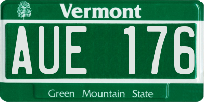VT license plate AUE176