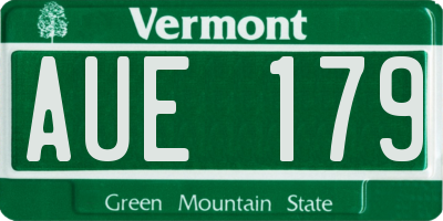 VT license plate AUE179