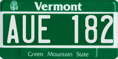VT license plate AUE182