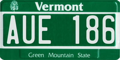 VT license plate AUE186