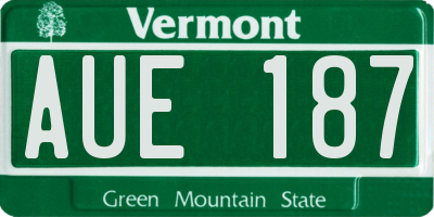 VT license plate AUE187
