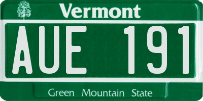 VT license plate AUE191