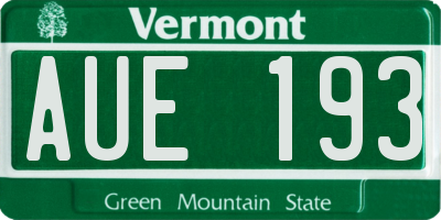VT license plate AUE193