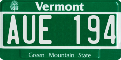 VT license plate AUE194