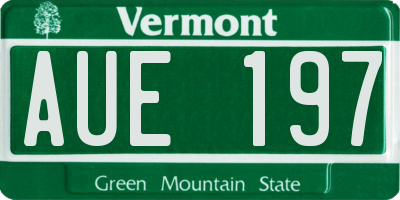 VT license plate AUE197