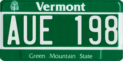 VT license plate AUE198