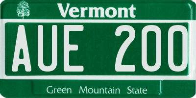 VT license plate AUE200