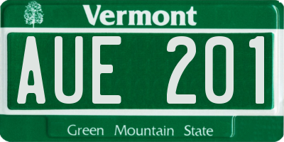 VT license plate AUE201