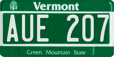 VT license plate AUE207