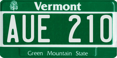 VT license plate AUE210