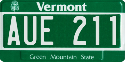 VT license plate AUE211