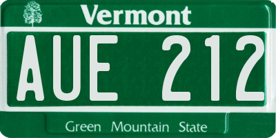 VT license plate AUE212