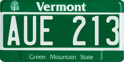 VT license plate AUE213