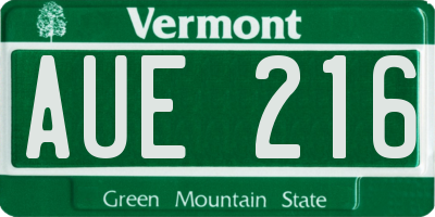 VT license plate AUE216