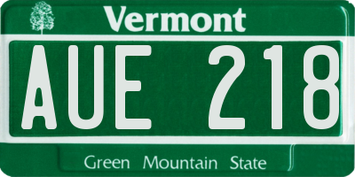 VT license plate AUE218