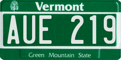VT license plate AUE219
