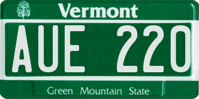 VT license plate AUE220