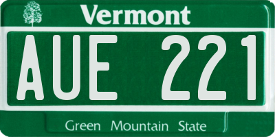 VT license plate AUE221