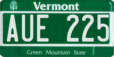 VT license plate AUE225