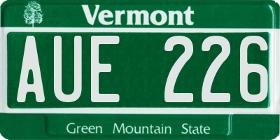 VT license plate AUE226