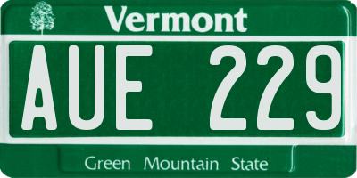 VT license plate AUE229