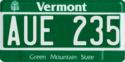 VT license plate AUE235