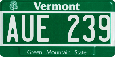 VT license plate AUE239