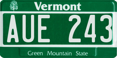 VT license plate AUE243