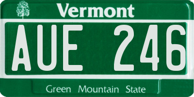 VT license plate AUE246