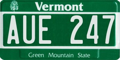 VT license plate AUE247