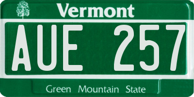 VT license plate AUE257
