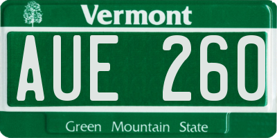 VT license plate AUE260
