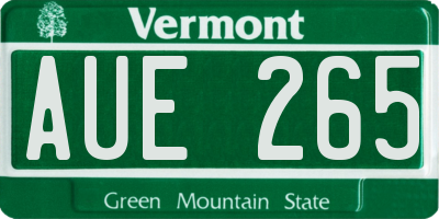 VT license plate AUE265