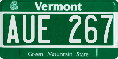 VT license plate AUE267
