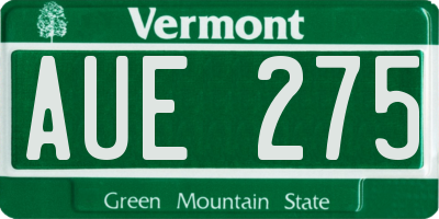 VT license plate AUE275