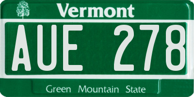 VT license plate AUE278