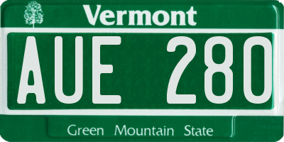 VT license plate AUE280