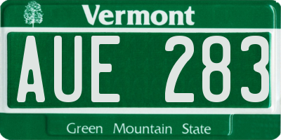 VT license plate AUE283