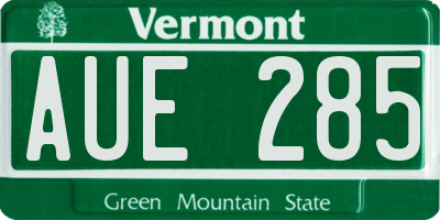 VT license plate AUE285