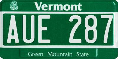 VT license plate AUE287