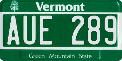 VT license plate AUE289